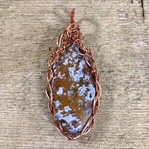 Rare Crazy Lace Fossilized Moss Agate Necklace Pendant